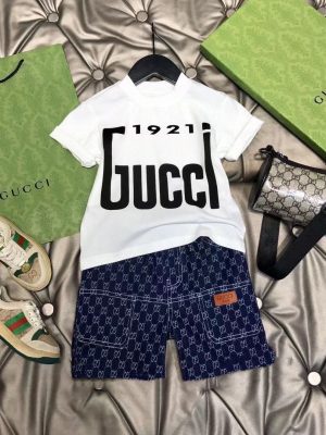 Replica Designer Gucci Kid Boy G Letter Printing Short-Sleeved T-Shirts And Shorts 2pcs Set