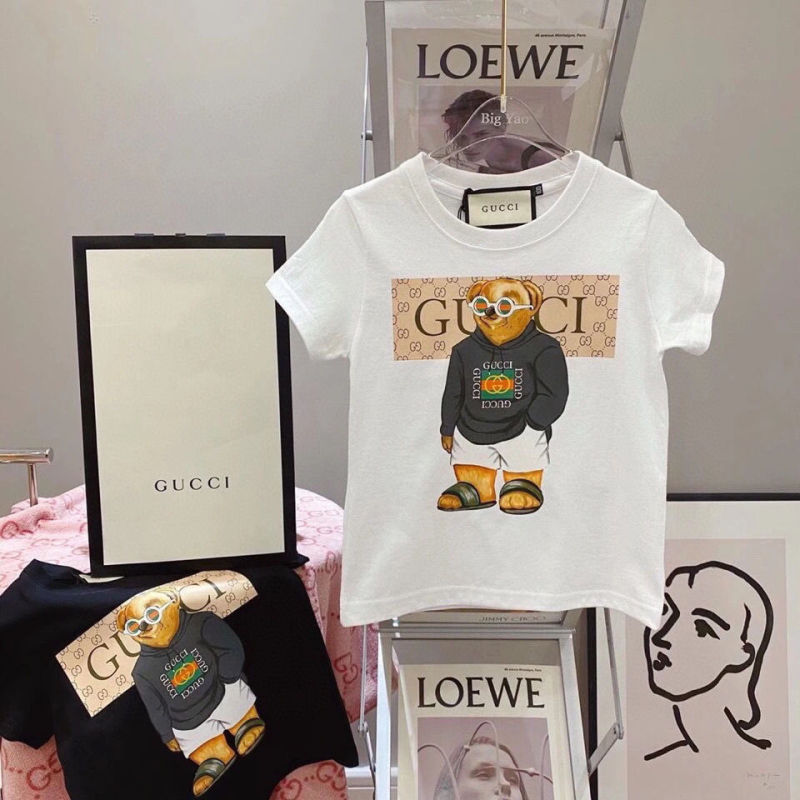 Replica Designer Gucci Kids Boys Girls Bear G Printing Short Sleeve T-Shirts