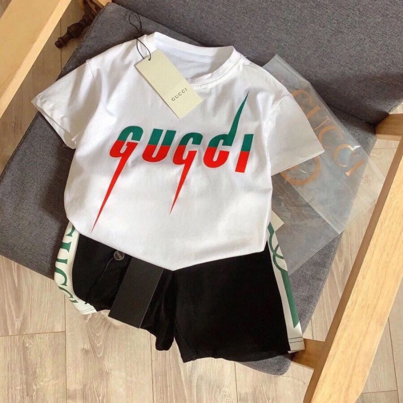 Replica Designer Gucci Kids Boys Girls G Printing Short-Sleeved T-shirts And Shorts 2PCS Set