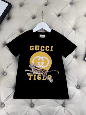 Replica Designer Gucci Kids Girls Boys Letter Print Short Sleeve T-Shirt