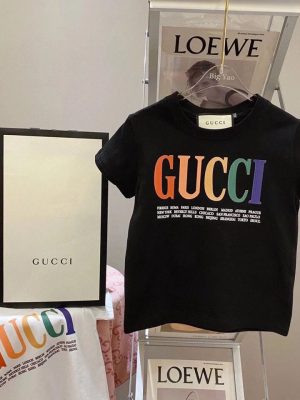 Replica Designer Gucci Kids Girls Boys Letter Print Short Sleeve T-Shirt