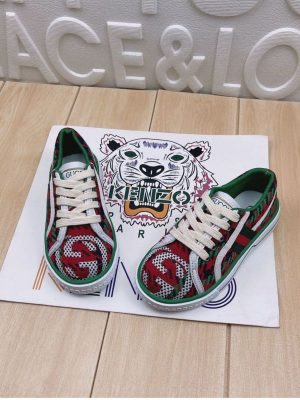 Replica Designer Gucci Kids Printed Canvas Breathable Non-Slip Soft Sole Sneakers