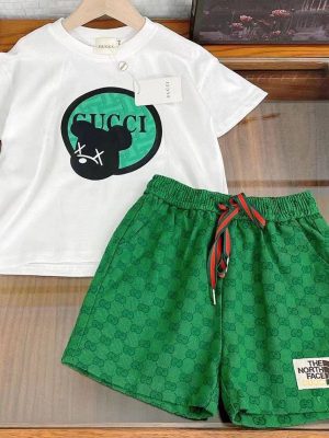 Replica Designer Gucci Kids Short Sleeves T-Shirt And Shorts Two-Piece Set