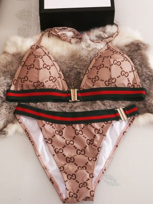 Replica Designer Gucci Lace Metal Buckle Decoration Sexy Bikini 2-Piece Set