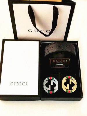 Replica Designer Gucci Leather Double Gg Belts