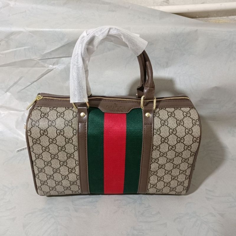 Replica Designer Gucci New Retro Texture Boston Travel Bag Handbag