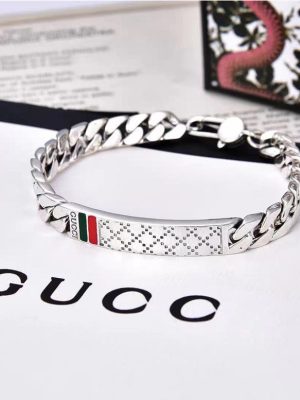 Replica Designer Gucci Sterling Silver Pattern Bracelet