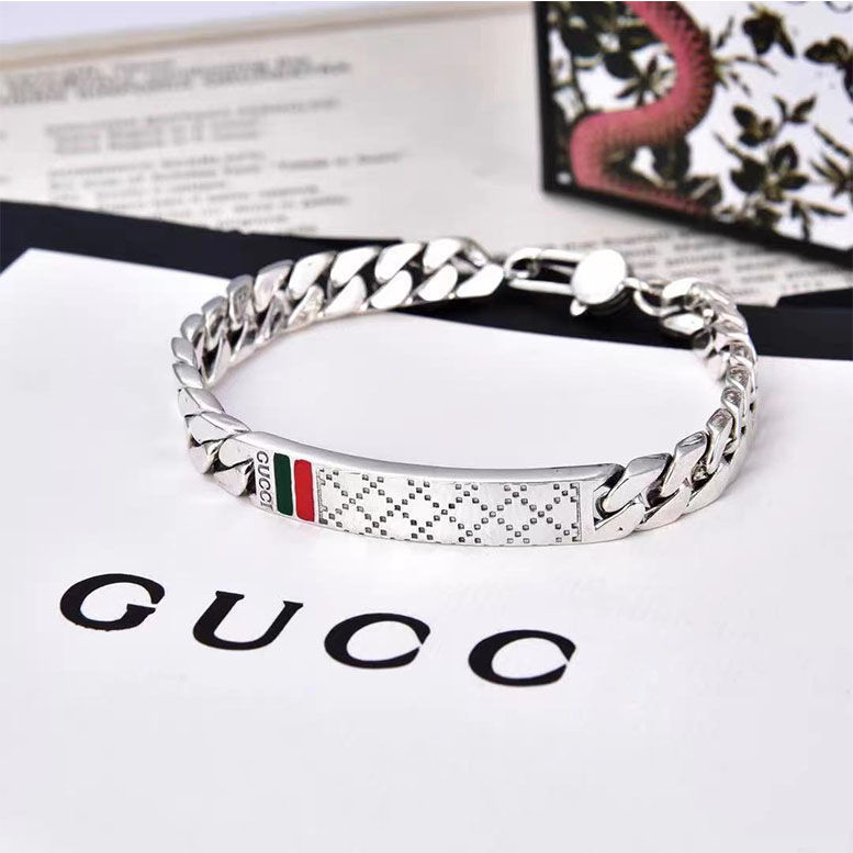 Replica Designer Gucci Sterling Silver Pattern Bracelet