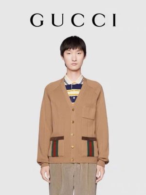 Replica Designer Gucci Stripe Knitted Cardigan