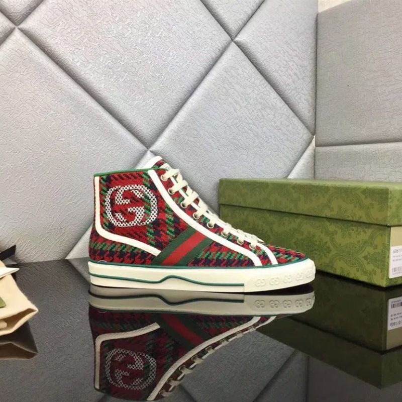Replica Designer Gucci Stylish Lace-Up Printed Flat Canvas Shoes