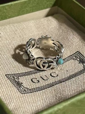 Replica Designer Gucci Tricolor Stone Daisy 925 Silver Ring