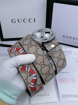 Replica Designer Gucci Unisex Leather G Buckle Simple Retro Belt