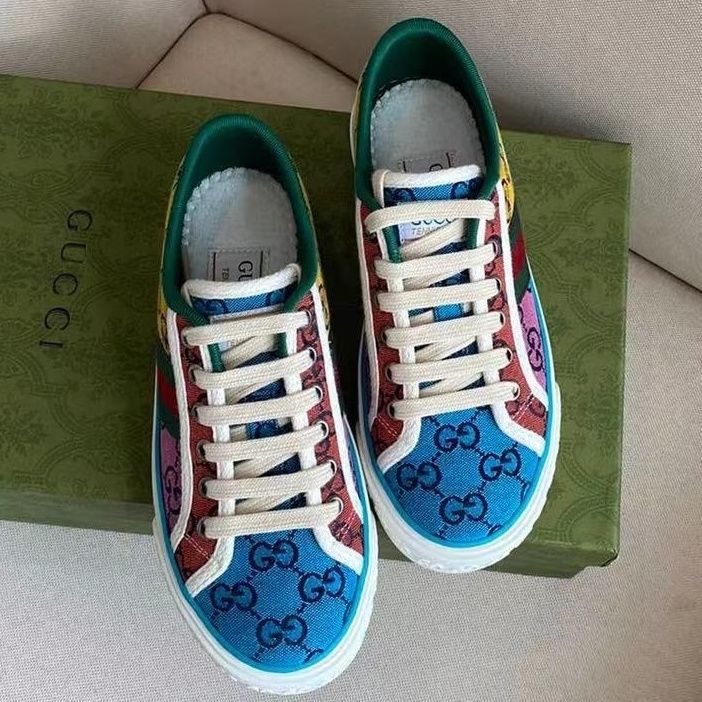 Replica Designer Gucci Vintage Embroidered Couple Flat Sneakers