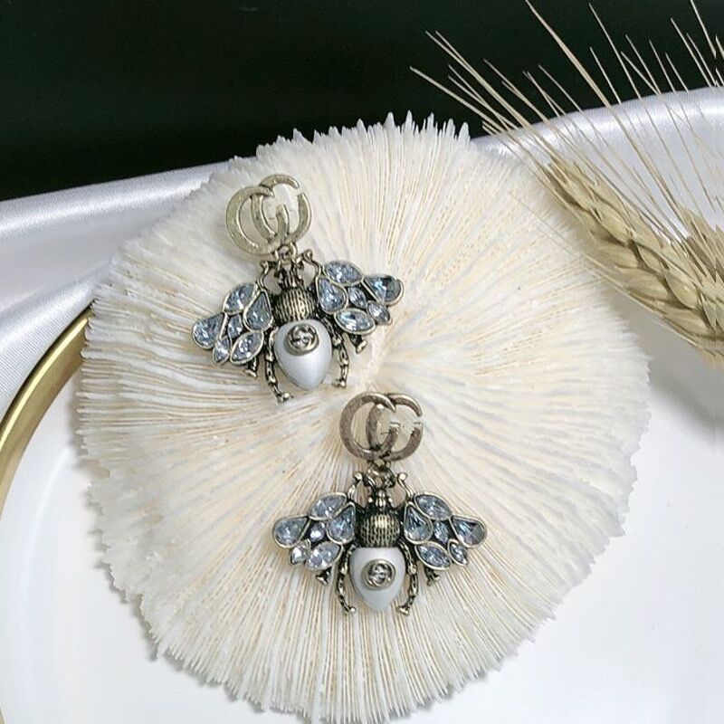 Replica Designer Gucci Women Fashion Retro Letter G Flow Big Bee Earrings