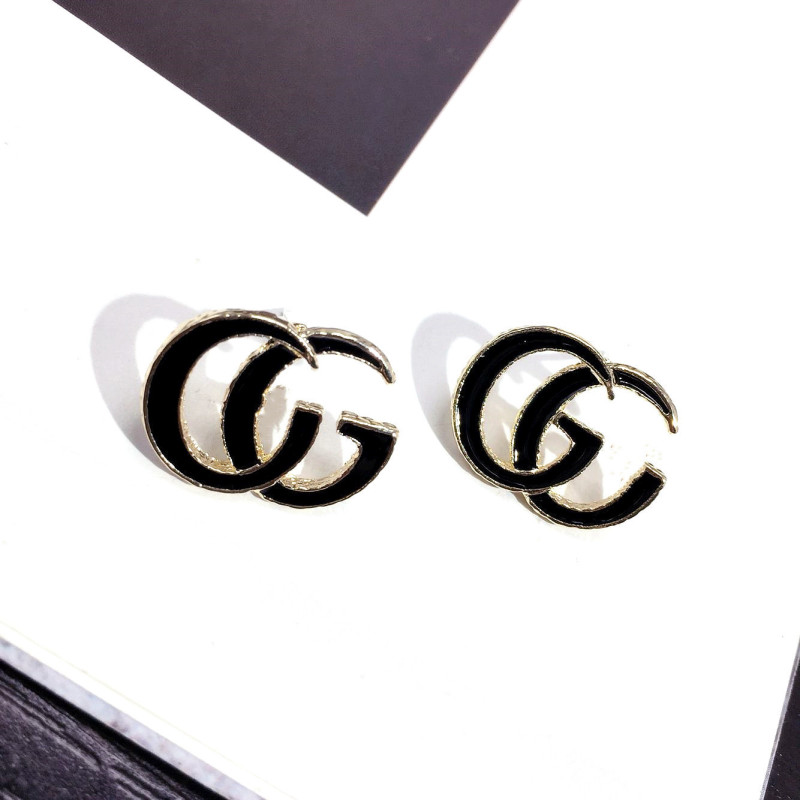 Replica Designer Gucci Women Letter Popular Black Painting Oil Earrings