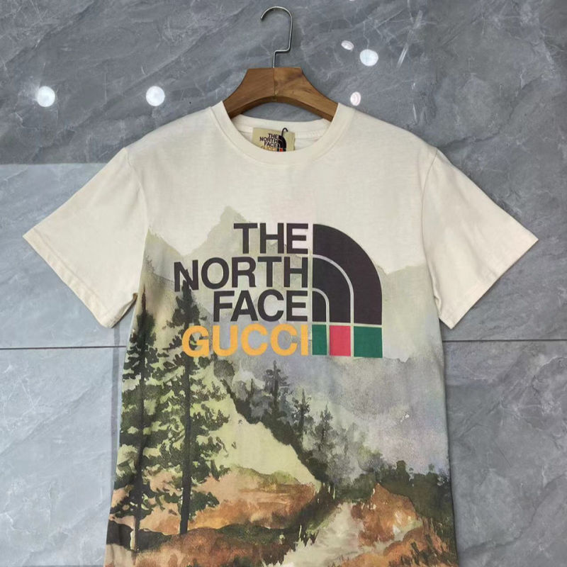 Replica Designer Gucci Women Men Painting Flower Print Loose Short-Sleeved T-Shirt