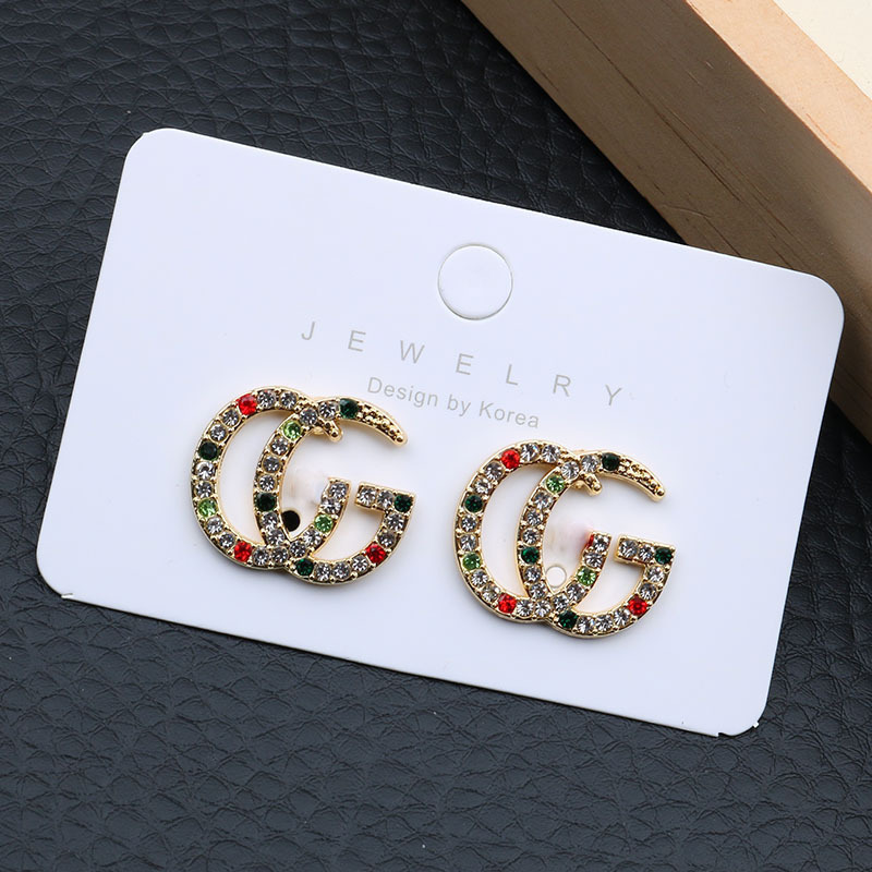 Replica Designer Gucci Women Personality Shiny Colored Crystal Fashion Earrings