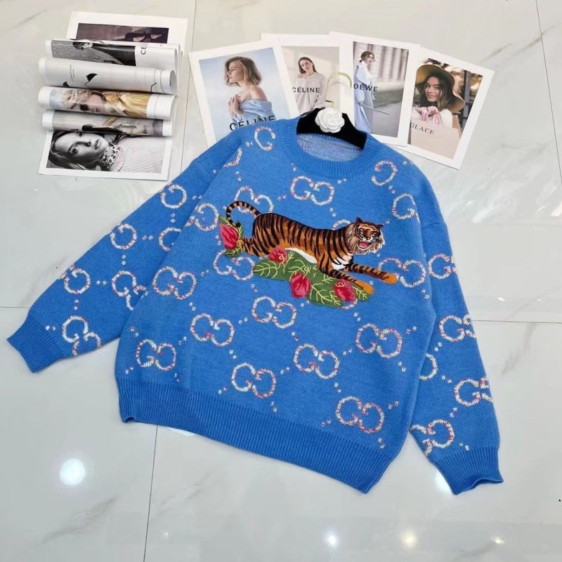 Replica Designer Gucci Womenloose Round Neck Letter Knitted Pullover Sweater