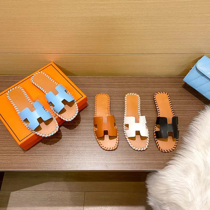 Replica Designer Hermes H Lettera Modello Colore solido Pantofole piatte