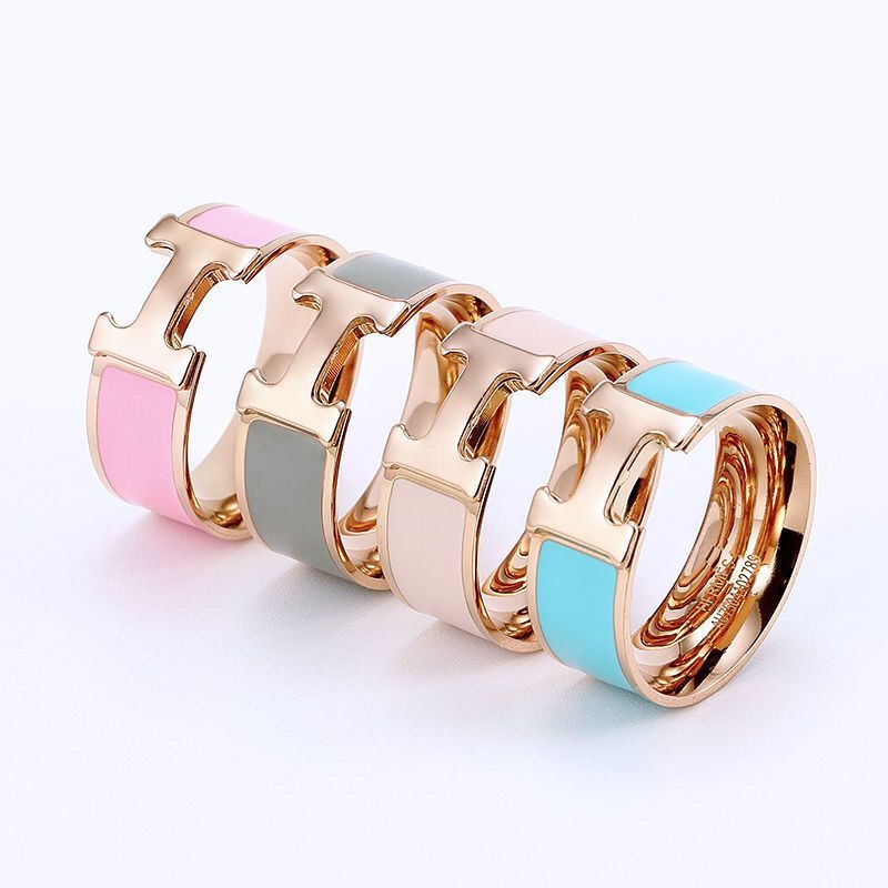 Replica Designer Hermes Personality H Letter Enamel Couple Ring