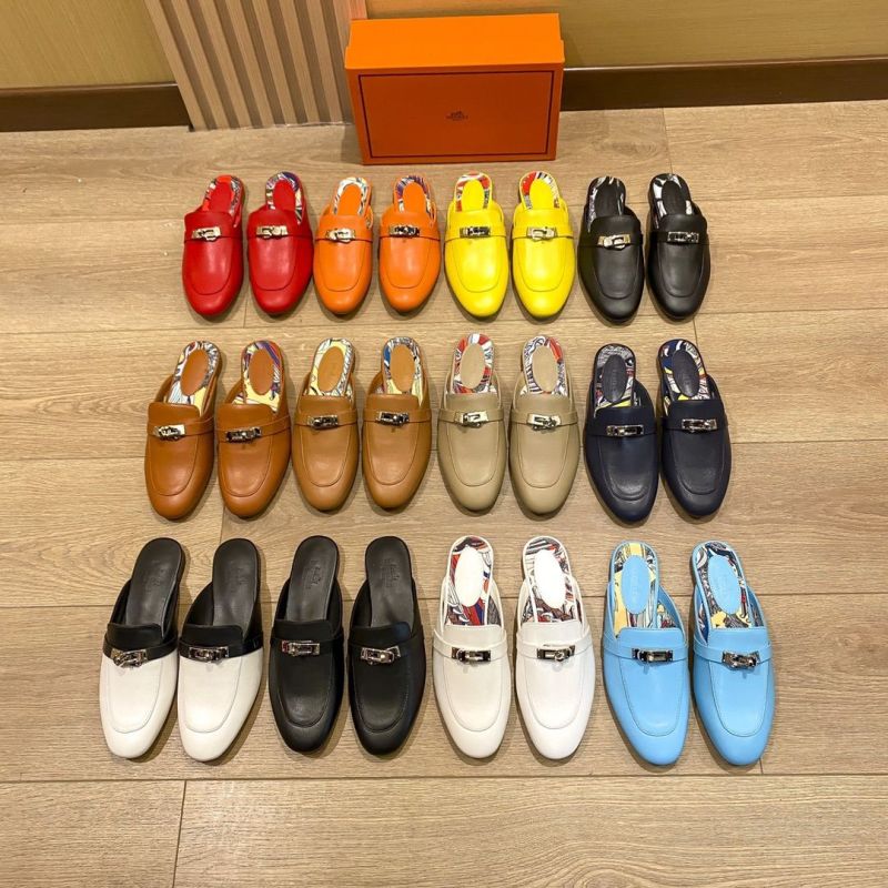 Replica Designer Hermes Women Fashion H Sheepskin Flat Slippers