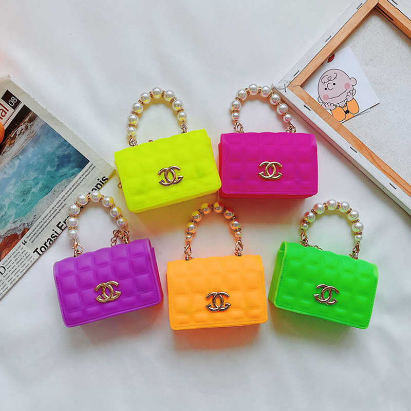 Replica Designer Kids Bag Silicone Jelly Bag Little Girl Pearl Messenger Bag Coin Purse
