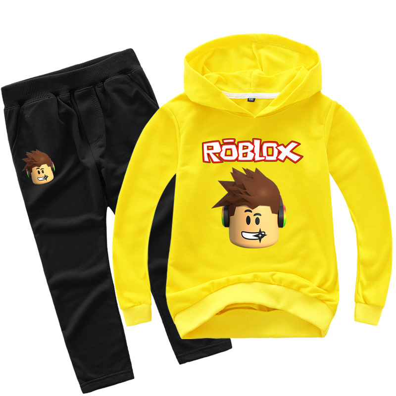 Replica Designer Kids Cartoon Head Print Boy Hoodie Trousers Set