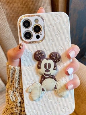 Replica Designer LV Cute Cartoon Leather Apple Mobile Phone Case