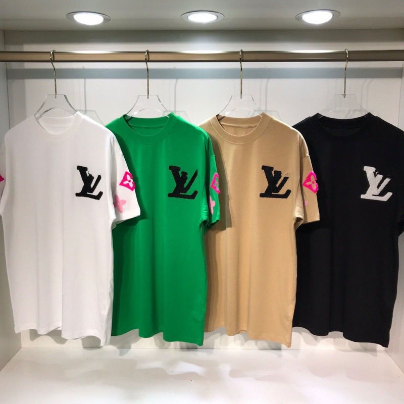 Replica Designer Louis Vuitton Casual Letter Embroidered Crew Neck Loose T-Shirt