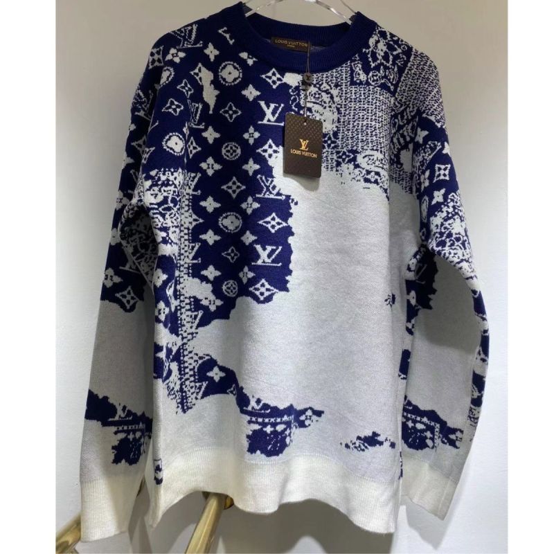 Replica Designer Louis Vuitton Fashion Alphabet Flower Loose Pullover Long Sleeve Knit Top