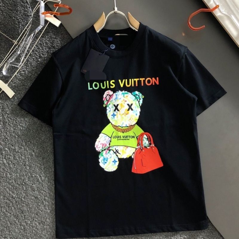 Replica Designer Louis Vuitton Fashion Graffiti Bear Print Short Sleeve T-Shirt