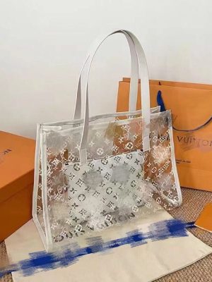 Replica Designer Louis Vuitton Fashion Large Capacity Printed Transparent Tote Bag