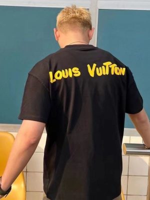 Replica Designer Louis Vuitton Fashion Letter Print Crew Neck T-Shirt