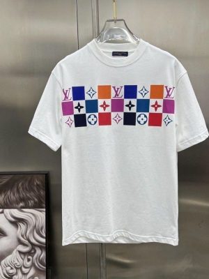 Replica Designer Louis Vuitton Fashion Letter Print Crew Neck T-Shirt
