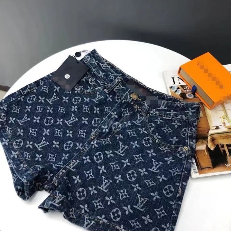 Replica Designer Louis Vuitton Fashion Letter Print High Waist Denim Shorts