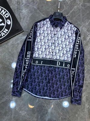 Replica Designer Louis Vuitton Fashion Letter Print Lapel Long Sleeve Shirt