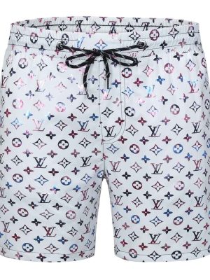 Replica Designer Louis Vuitton Men Baroque Style Flower Printed Casual Shorts