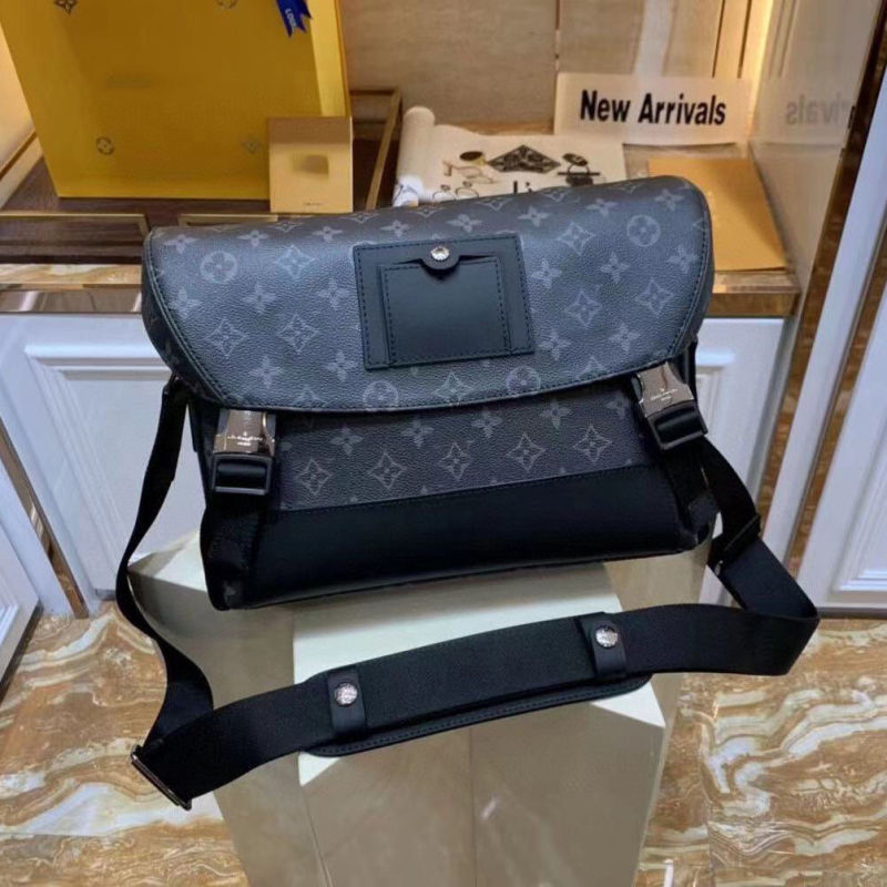 Replica Designer Louis Vuitton Men Casual Patchwork Wide Strap Crossbody Bag