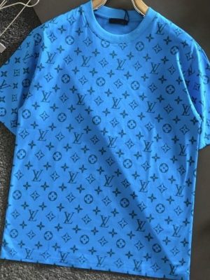 Replica Designer Louis Vuitton Men Fashion Versatile Printed Round Neck Short Sleeve T-Shirt