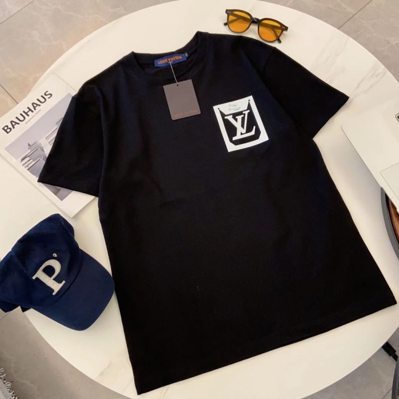 Replica Designer Louis Vuitton Men'S And Women'S Casual Round Neck Letter Print T-Shirt