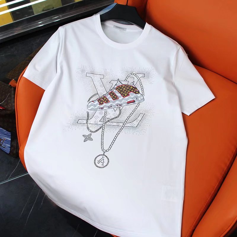 Replica Designer Louis Vuitton Short-Sleeved T-Shirt Men Summer Shoes Pattern Printing Top
