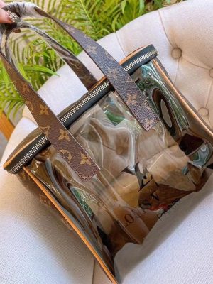 Replica Designer Louis Vuitton Simple Large Capacity Waterproof Transparent Tote Bag