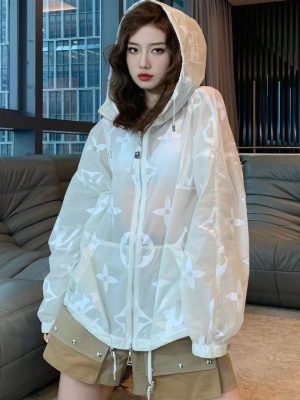 Replica Designer Louis Vuitton Stylish Transparent Hooded Cardigan Coat