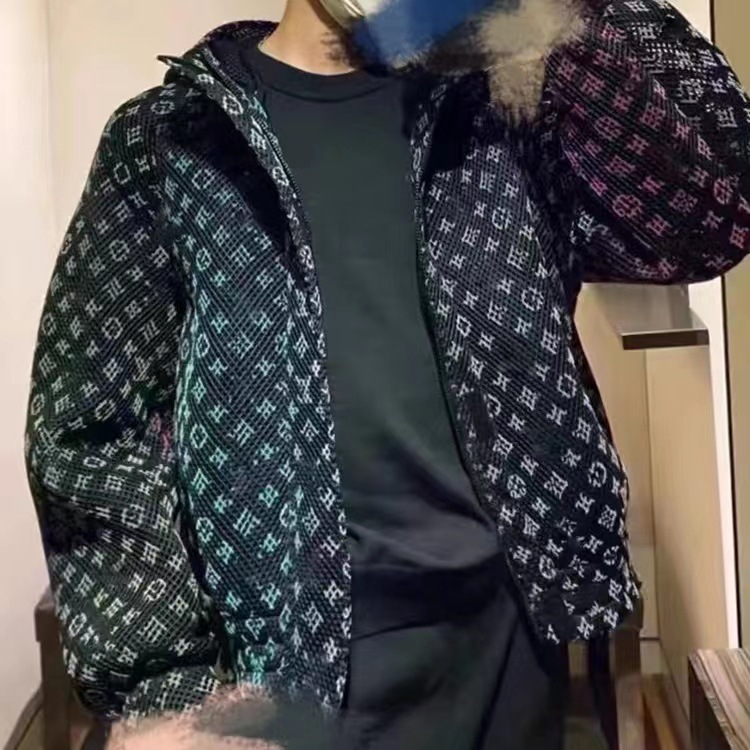 Replica Designer Louis Vuitton Unisex Casual Gradient Mesh Cutout Jacket