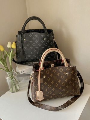 Replica Designer Louis Vuitton Vintage-Print Large-Capacity Shoulder Tote