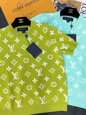 Replica Designer Louis Vuitton Women Fashion Colorblock Jacquard Knitted Top