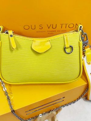 Replica Designer Louis Vuitton Women Retro Water Ripples Solid Color One Shoulder Messenger Saddle Bag