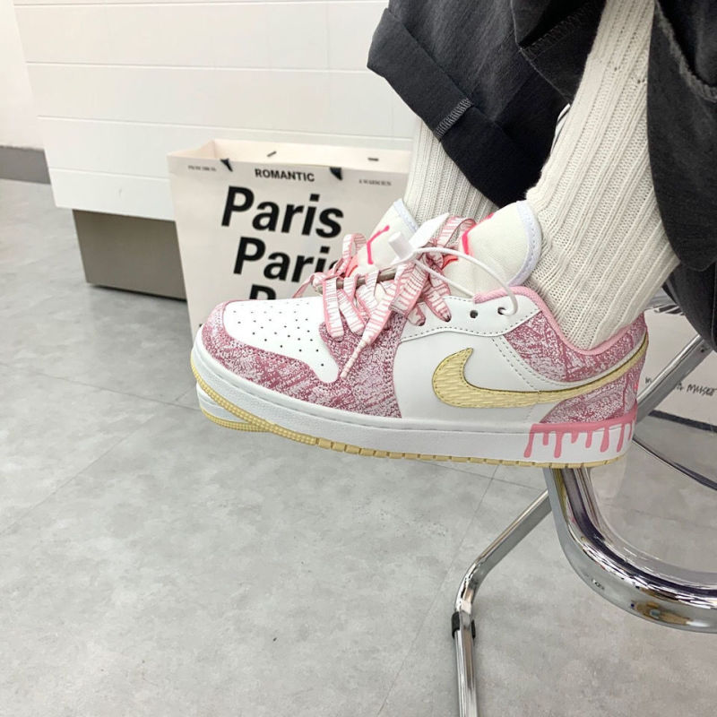 Replica Designer Nike Women White Pink Low-Top Breathable Casual Flat Shoes