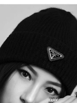Replica Designer Prada Couple Models Flanging Wool Knitted Wool Hats