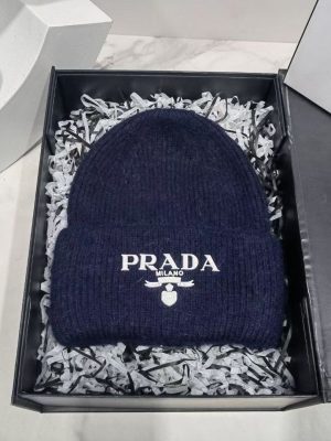 Replica Designer Prada Couple Thickened Wild Wool Knitted Hat